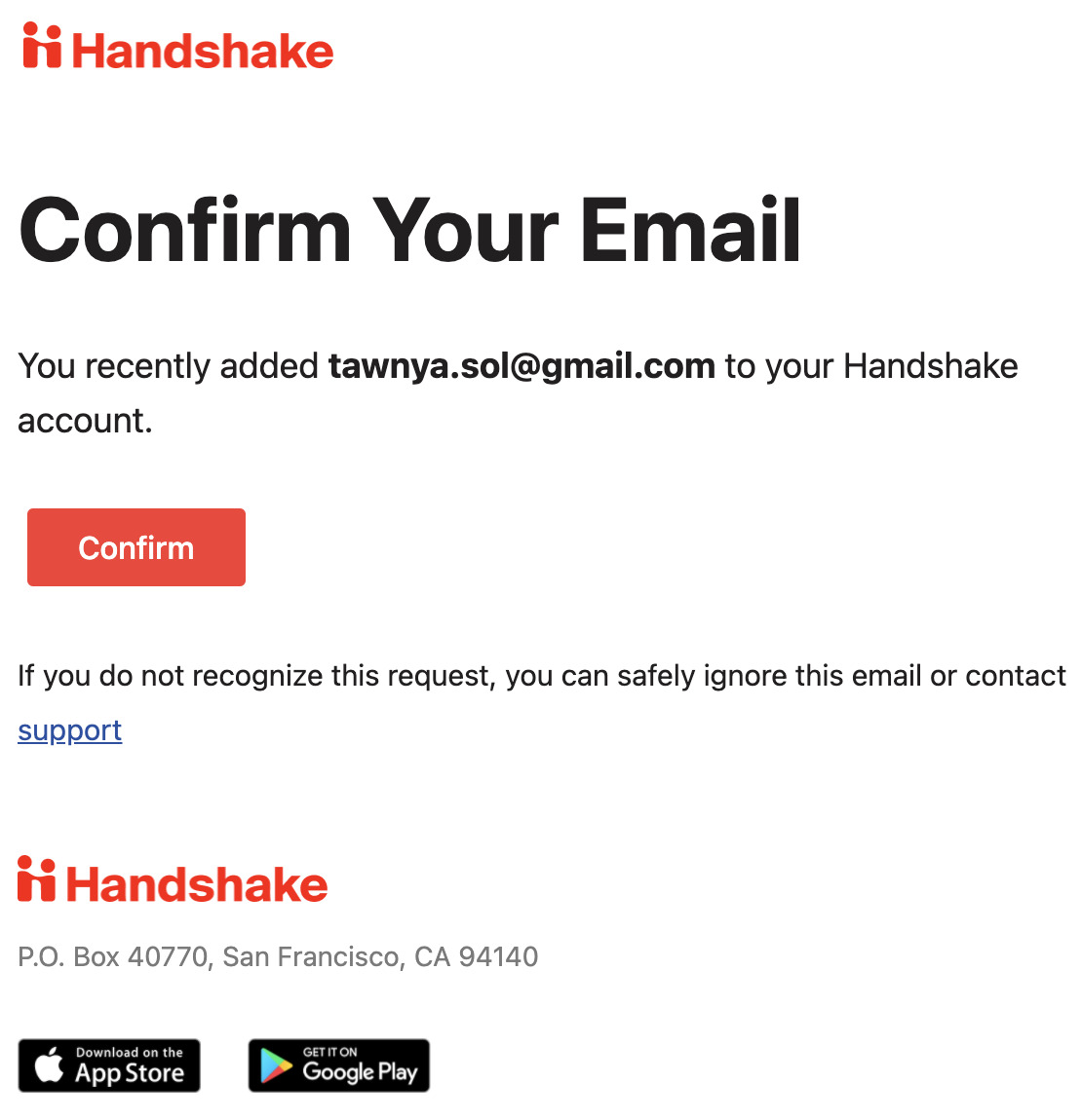 confirmation email handshake