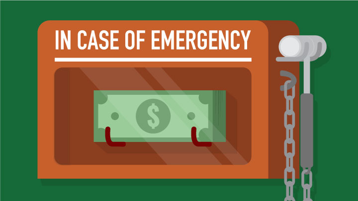 emergency-fund In case of emergency...money in a glass fronted case