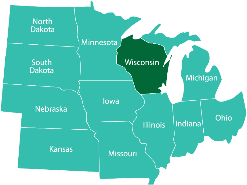 Image of stated the create the mid west including a Parkside green Wisconsin
