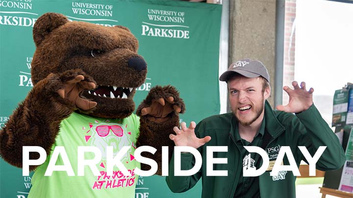 Ranger Bear with UW-Parkside Student Elishai Riley