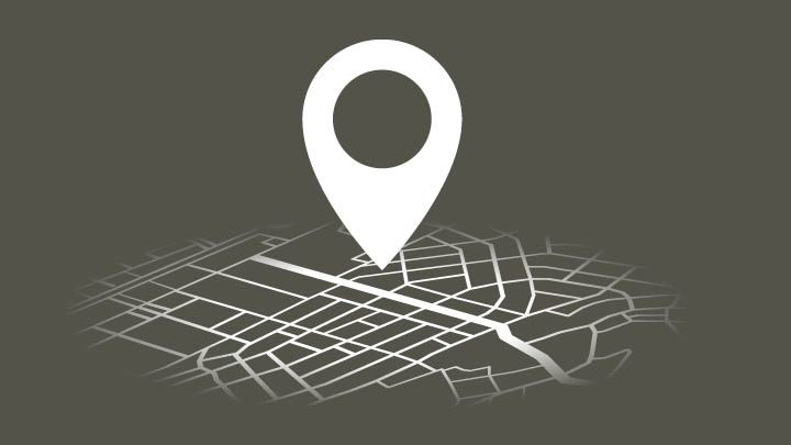 white vector image of a pin and a map