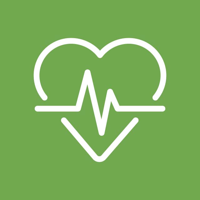 health and wellbeing - represented by a heart and EKG