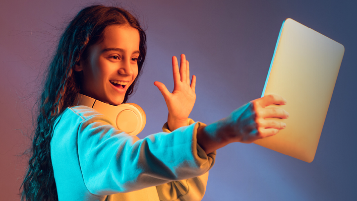 Image depicts child recording themselves