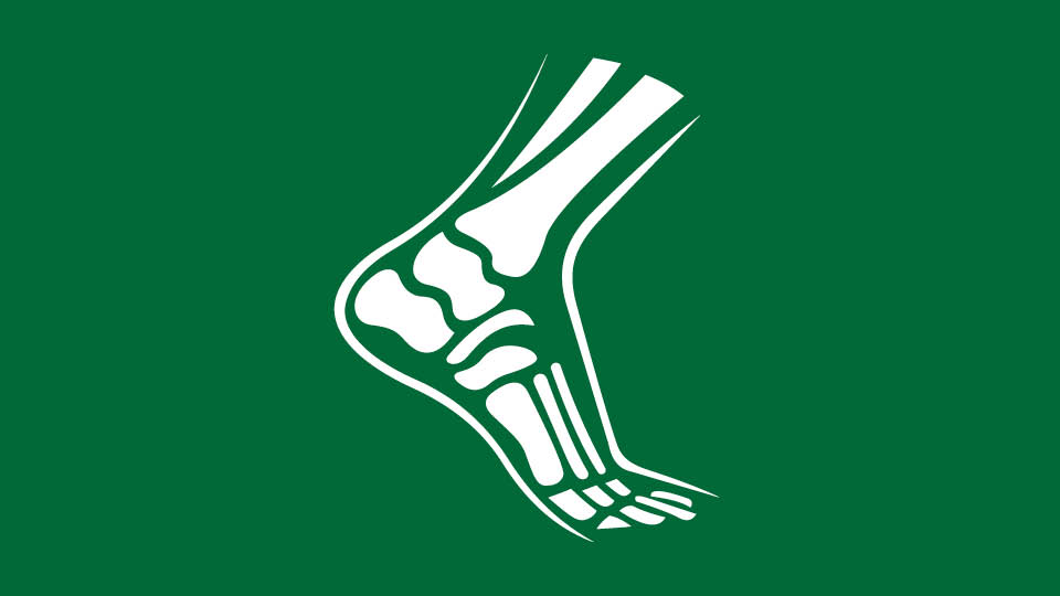 white icon of a foot