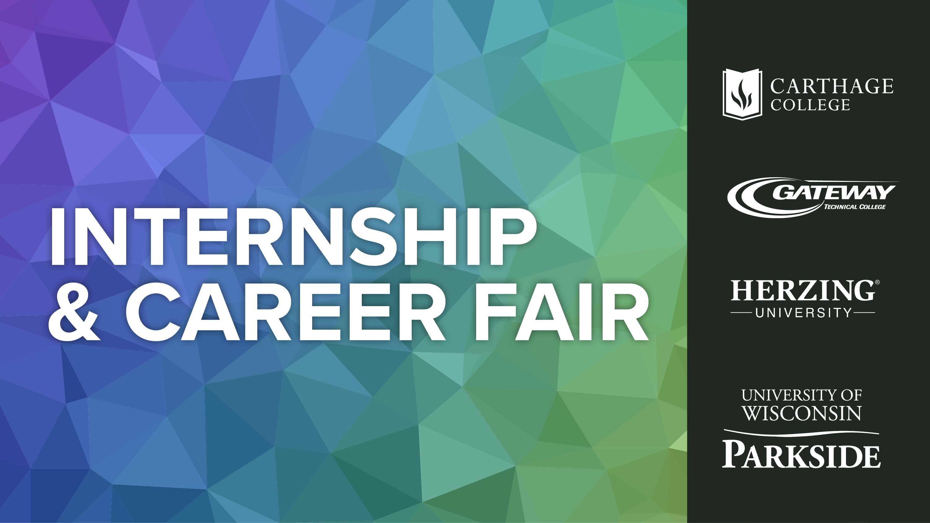 Event-promoting image with the words "Internship and Career Fair" 