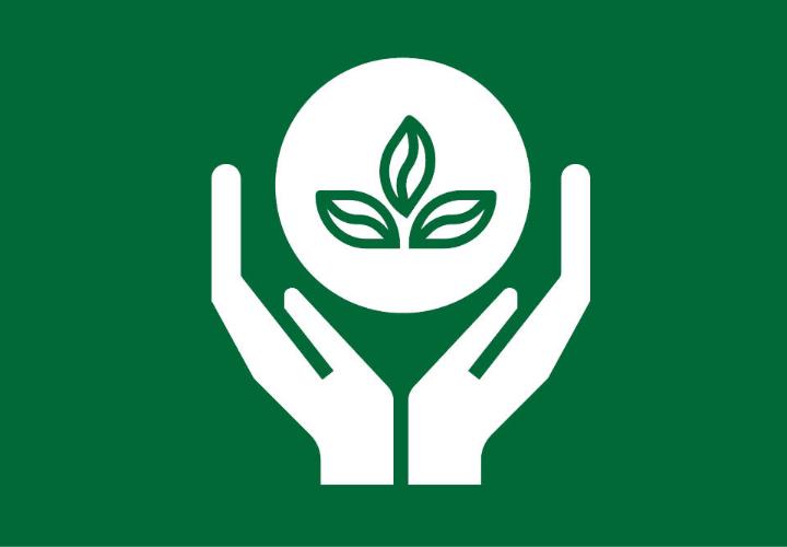 image of hands holding plant earth icon