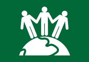 icon of people joined hands on the world