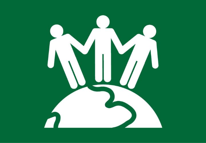 icon of people joined hands on the world