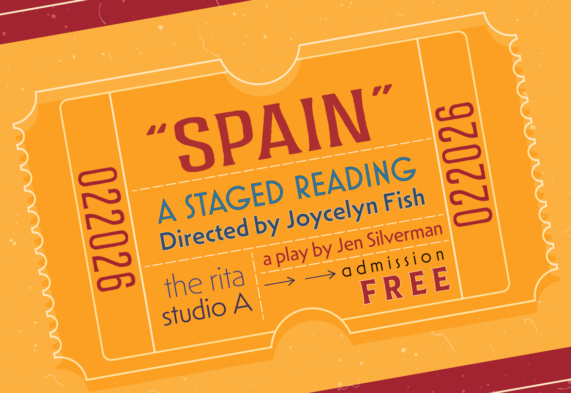 Spain a staged reading on tha ticket with location and directors listed on it