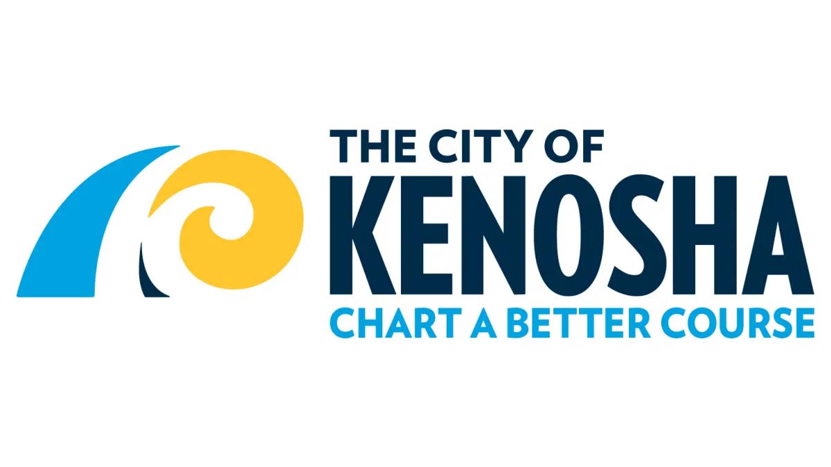 Abstract yellow and blue logo for The City of Kenosha, Chart a Better Course