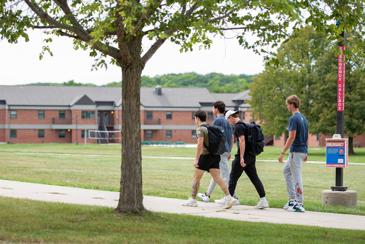 students walking on campus