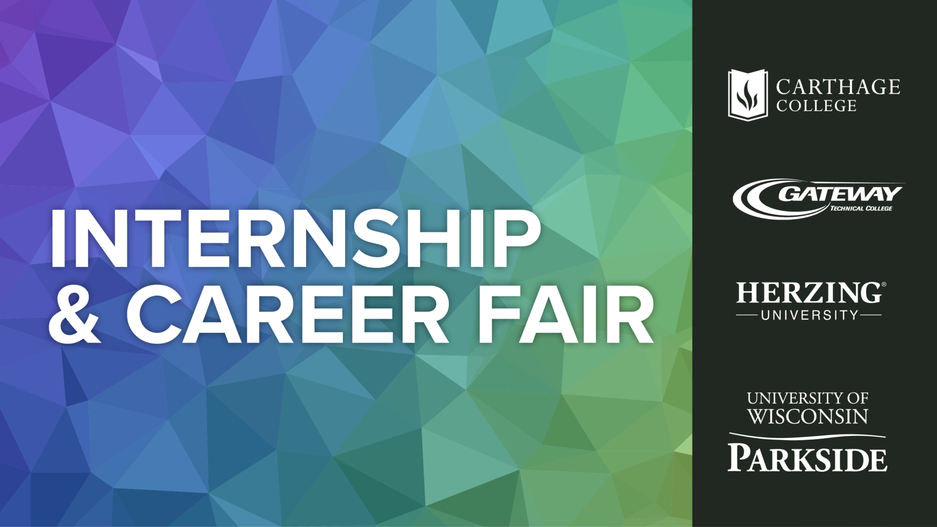 Event-promoting image with the words "Internship and Career Fair"