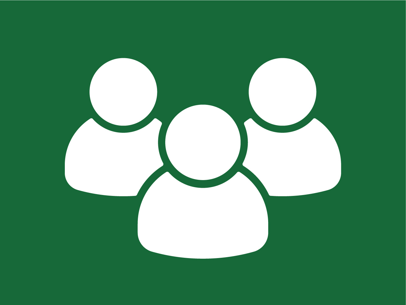 simple shapes image of three people on a light green background