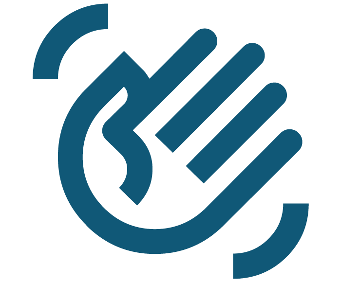Blue hand icon waving