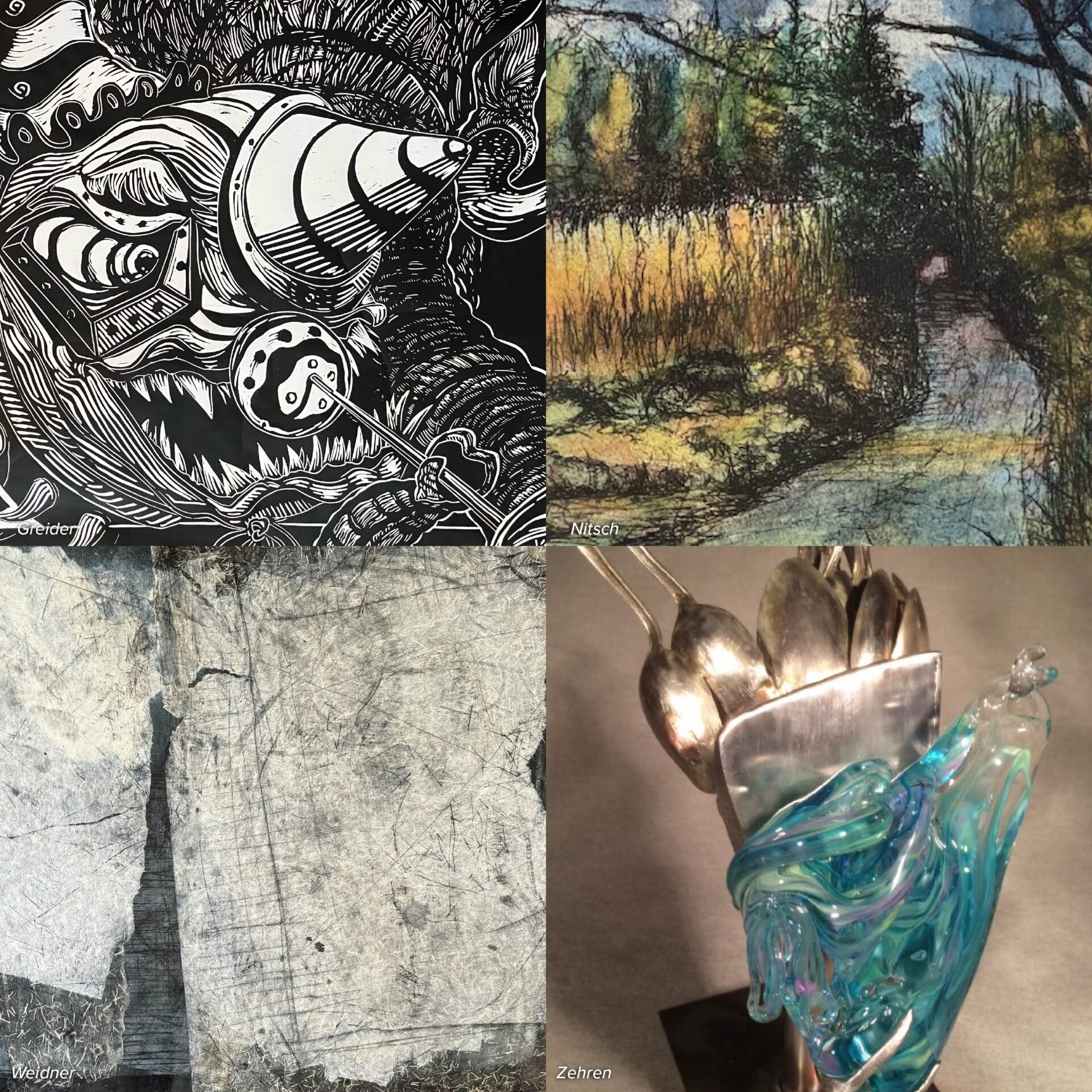 combined artwork for the Four From Parkside exhibition participants