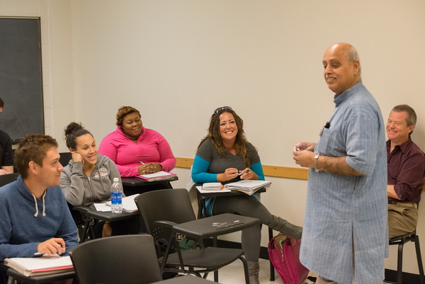 Dr. Prasad Gollanapalli, co-founder of the Gandhi-King Institute, spoke to students in Professor Jonathan Shailor's Comm 285 (Intro to Conflict Analysis and Resolution)