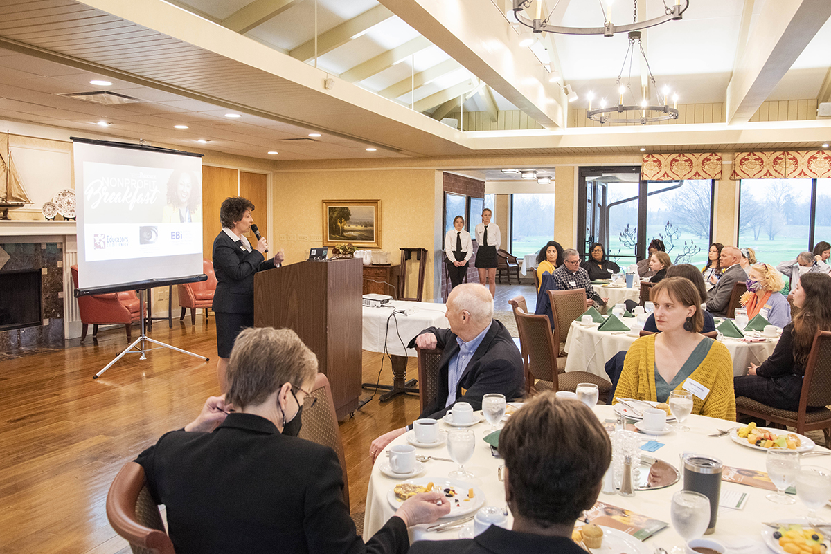 Chancellor for speaks to participants