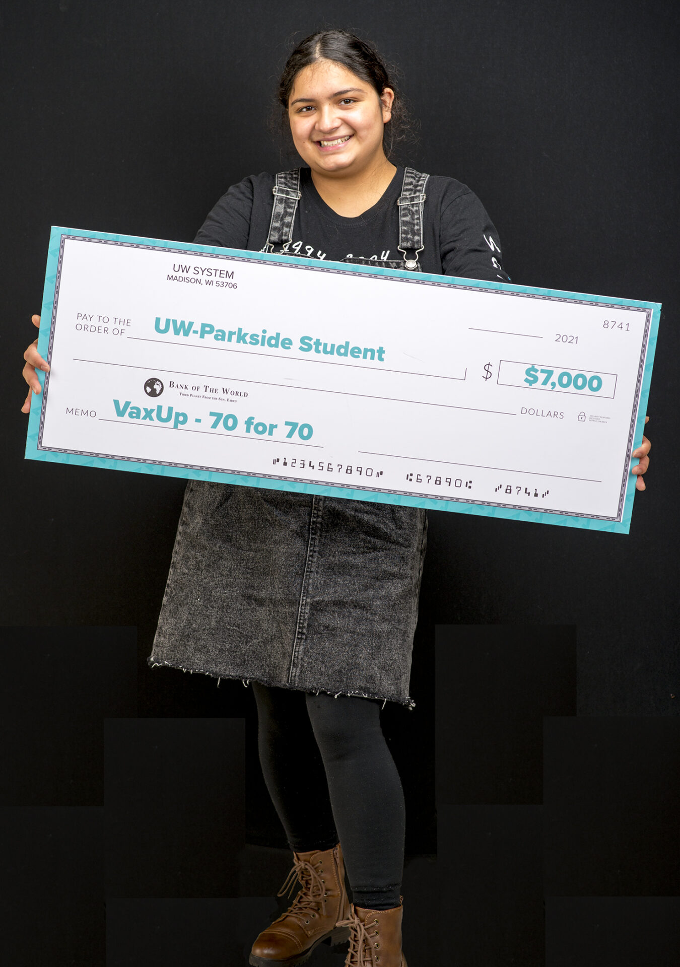 Briseyda Ocampo, UW-Parkside student and one of the three winners of a $7,000 Vax Up! Scholarship