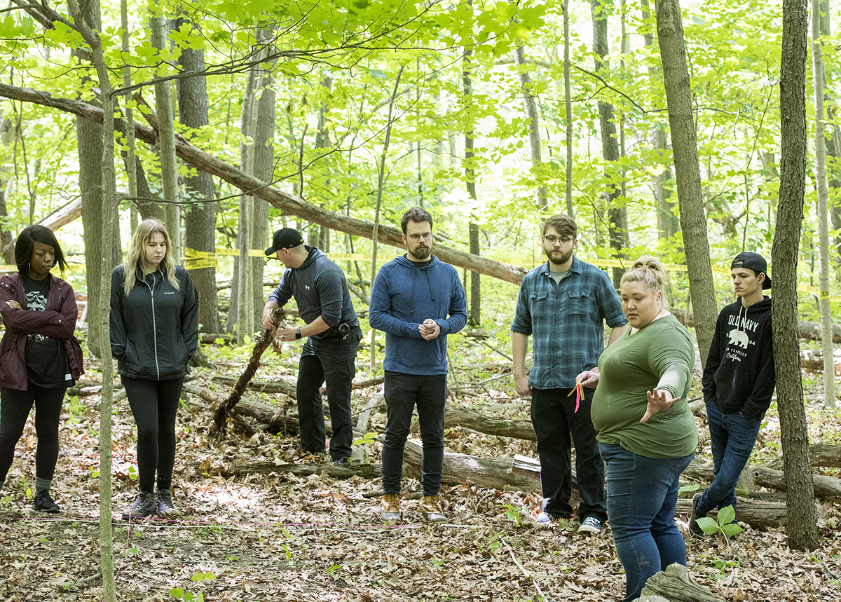 Dr Truesdell and students at site