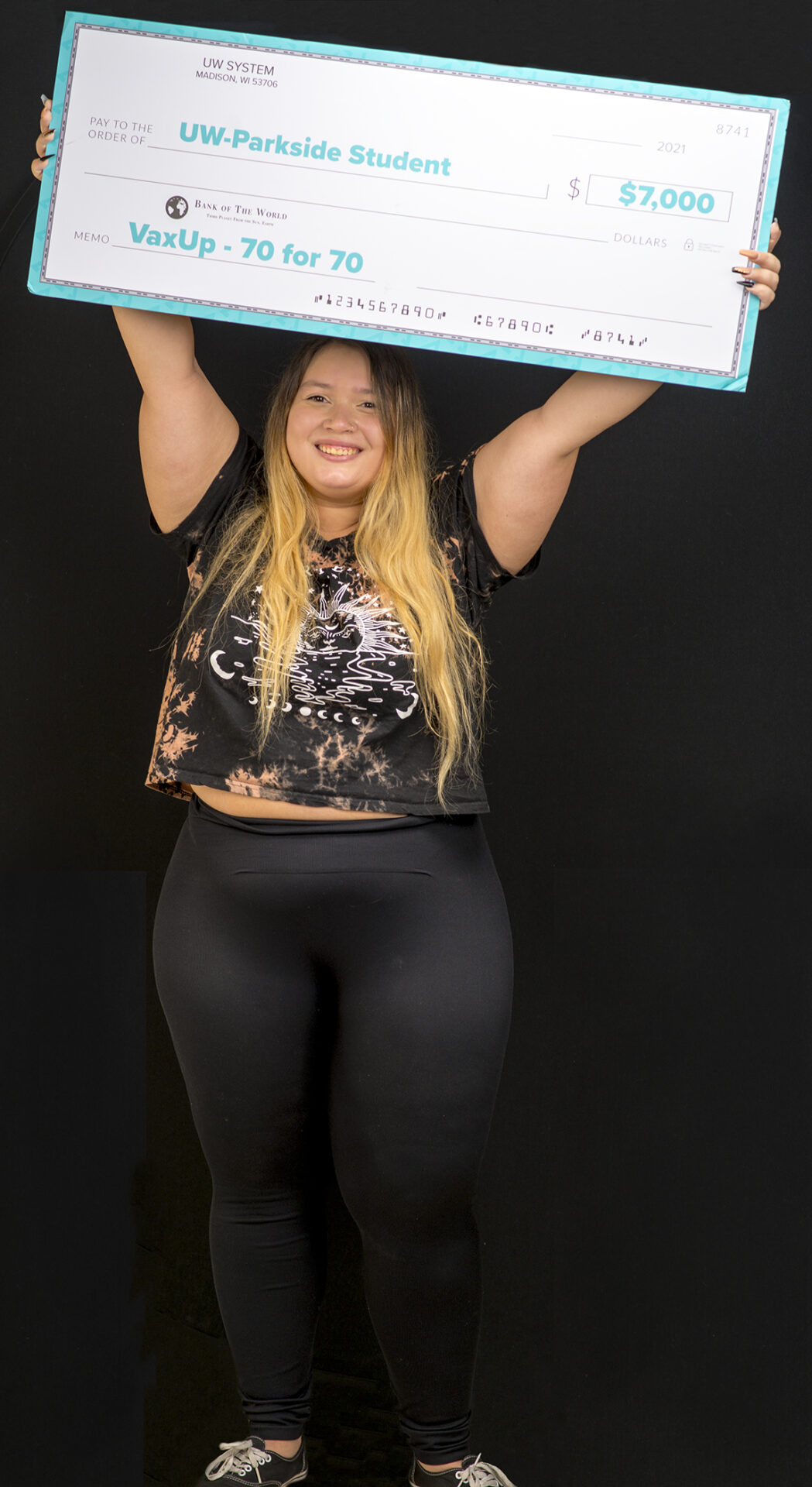 Gabriana Sandoval, UW-Parkside student and one of the three winners of a $7,000 Vax Up! Scholarship